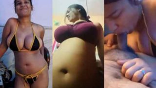 Bigboob Sexy Indian girl riding in purpel bra and sucking dick